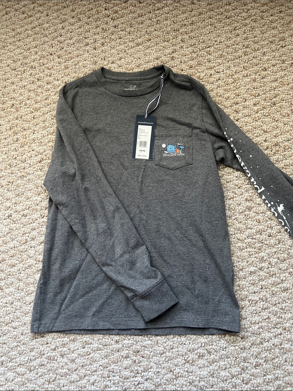 Vineyard Vines Halloween Kids Charcoal Gray Long Sleeve Pocket Tee